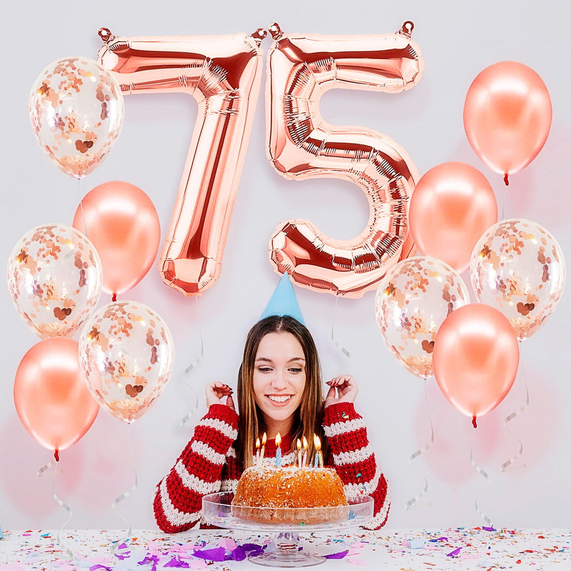 PARIS PRODUCTS - 75th Birthday Rose Gold Balloons & Number 75 Mylar Balloon, 75th Birthday Party Decor, 75th Birthday Decorations for Women, 75th Birthday Decorations Women - Walmart.com